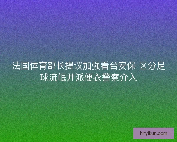 法国体育部长提议加强看台安保 区分足球流氓并派便衣警察介入